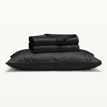 1000 Thread Count Sheet Set - Black - folded sheets with one pillowcase