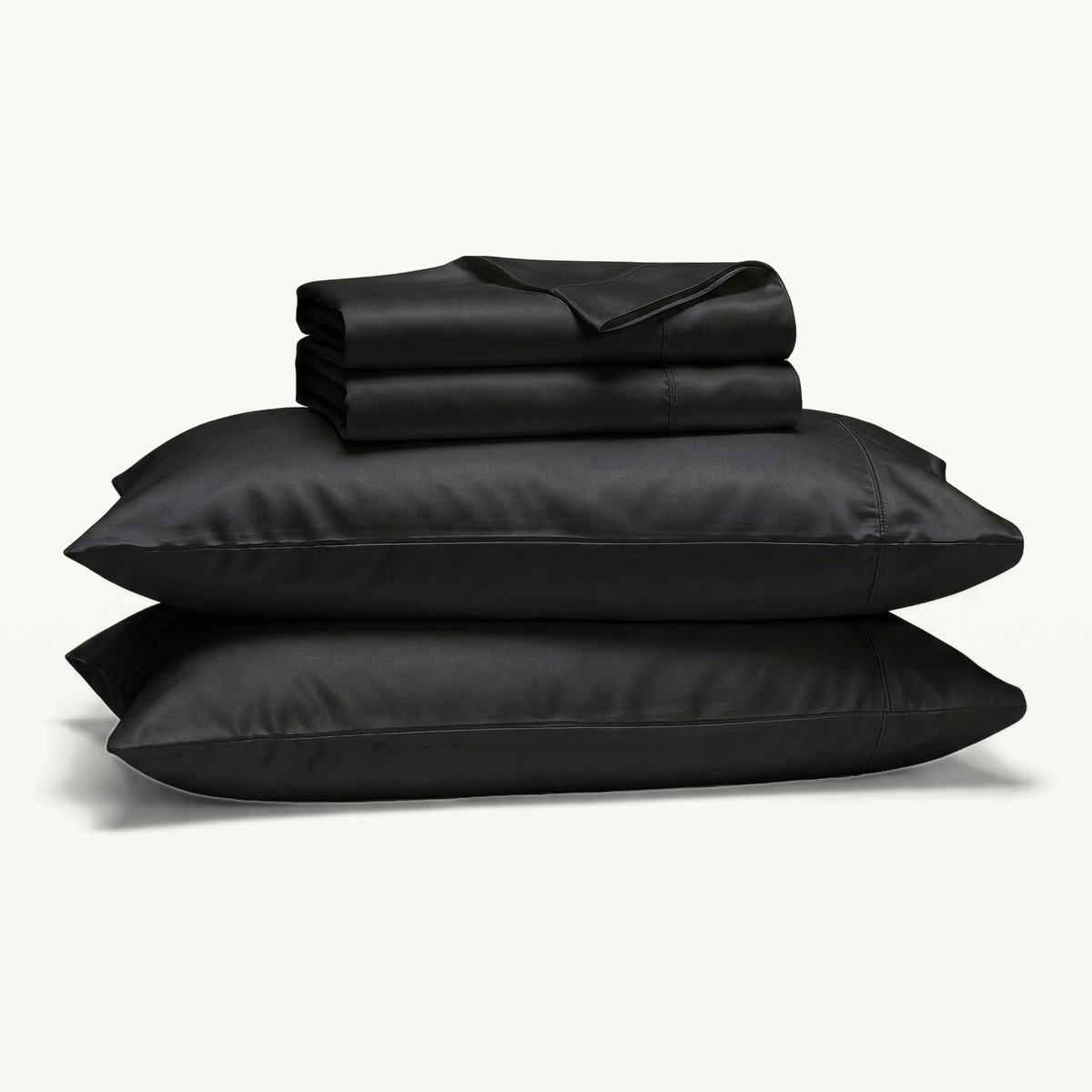1000 Thread Count Sheet Set - Black - folded sheets with two pillowcases