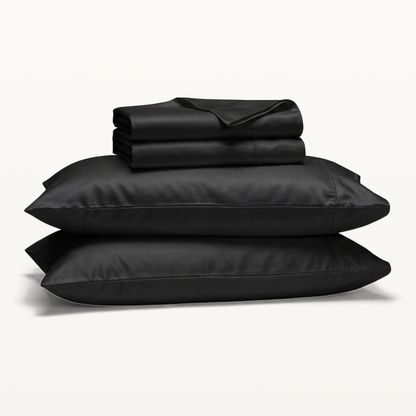 1000 Thread Count Sheet Set - Black - folded sheets with two pillowcases