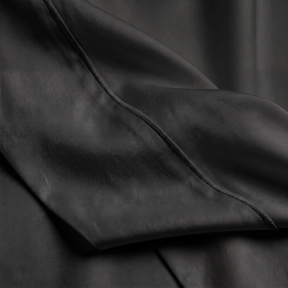 1000 Thread Count Sheet Set - Black - corded hem stitching close-up