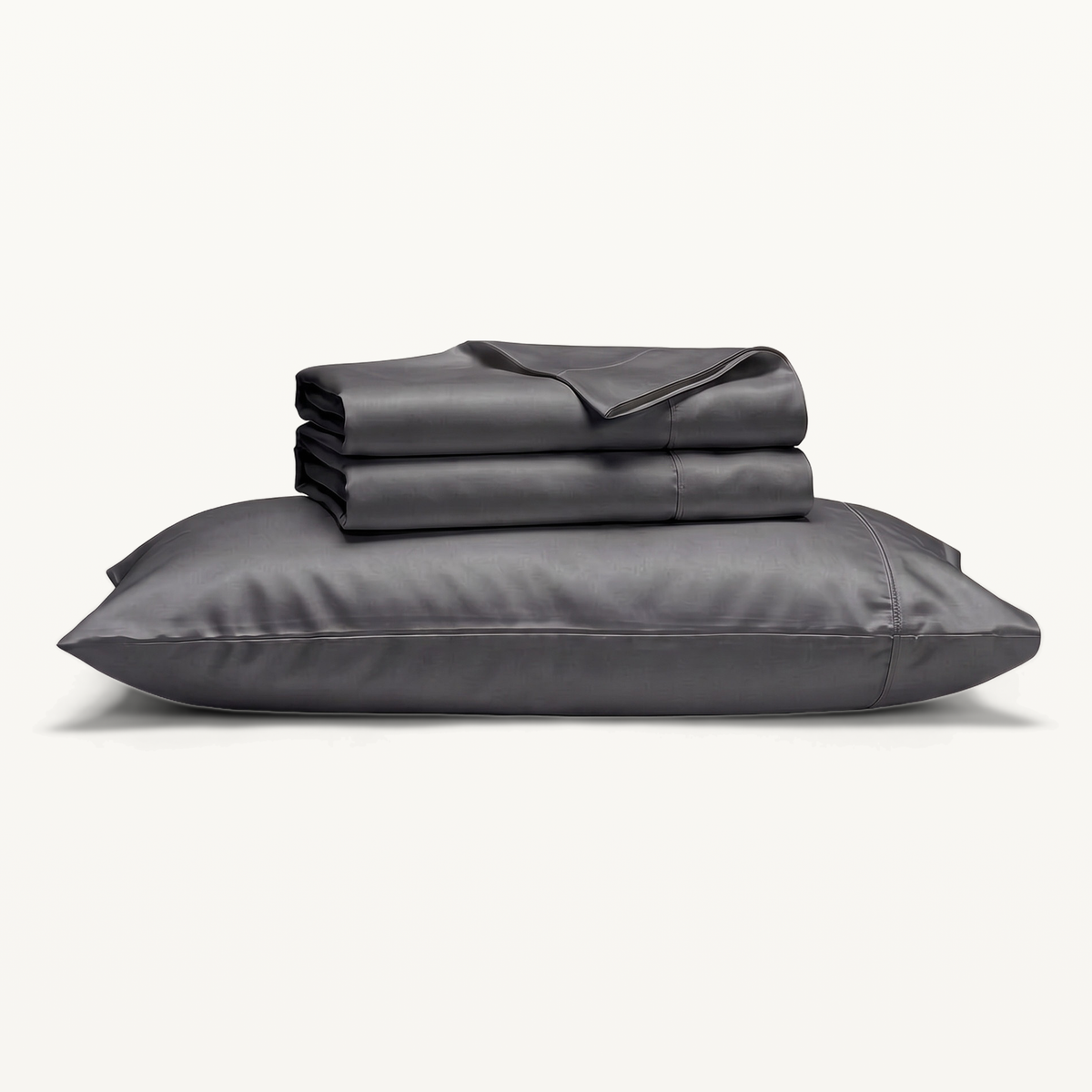 1000 Thread Count Sheet Set - Charcoal - folded sheets with one pillowcase