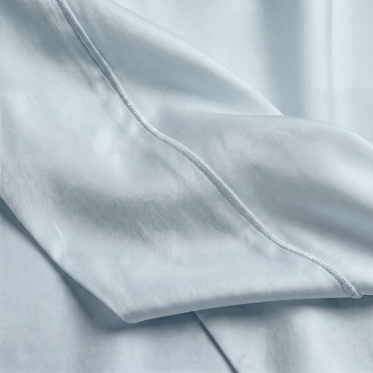 1000 Thread Count Sheet Set - French Blue - corded hem stitching close-up