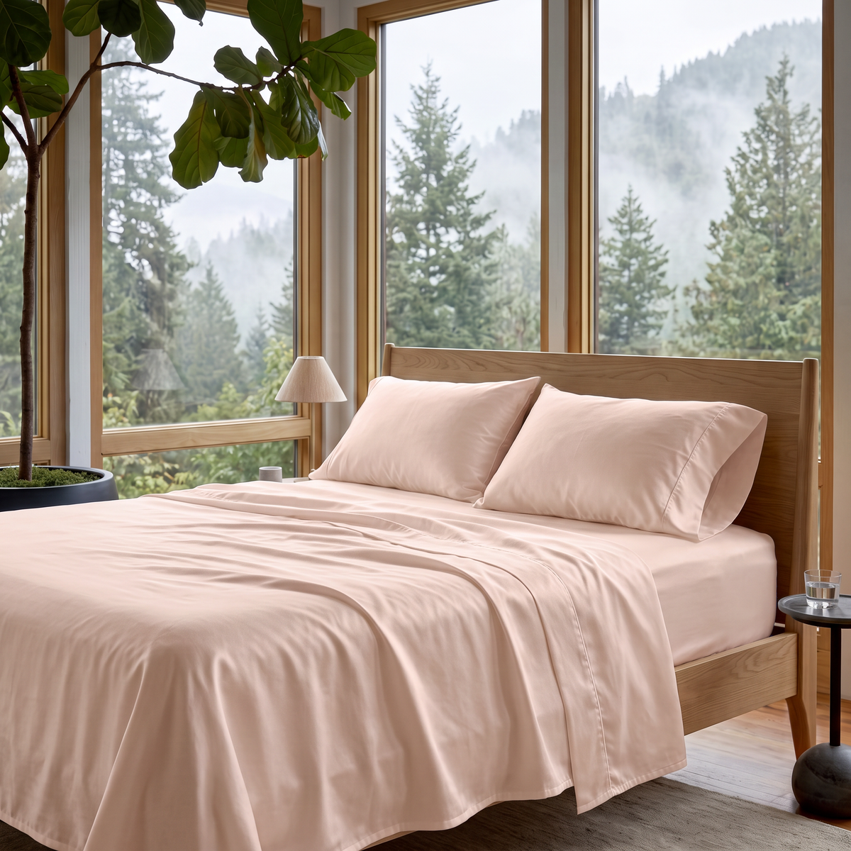 1000 Thread Count Sheet Set - Sepia Rose - bedroom with window view