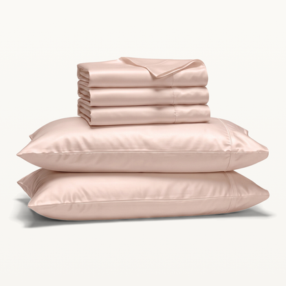 1000 Thread Count Sheet Set - Sepia Rose - Split King set with three folded sheets and two pillowcases