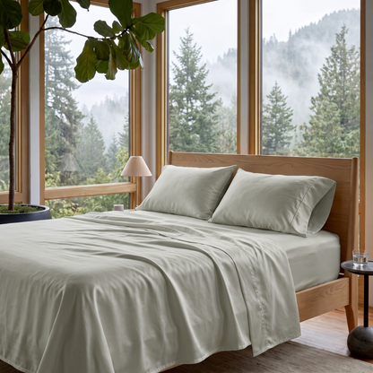 1000 Thread Count Sheet Set - Silver - bedroom with window view
