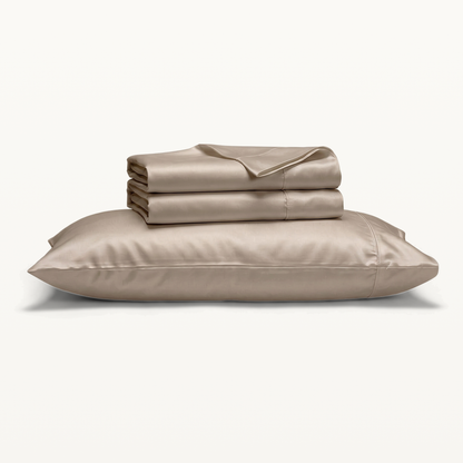 1000 Thread Count Sheet Set - Taupe - folded sheets with one pillowcase