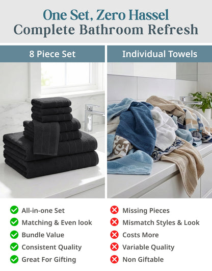 8-Piece Cotton Bath Towel Set cp-gallery: color=Black; size=8 Piece Set