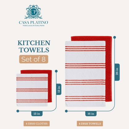 Terry Kitchen Towel Set cp-gallery: color=Red; size=8 Piece Set