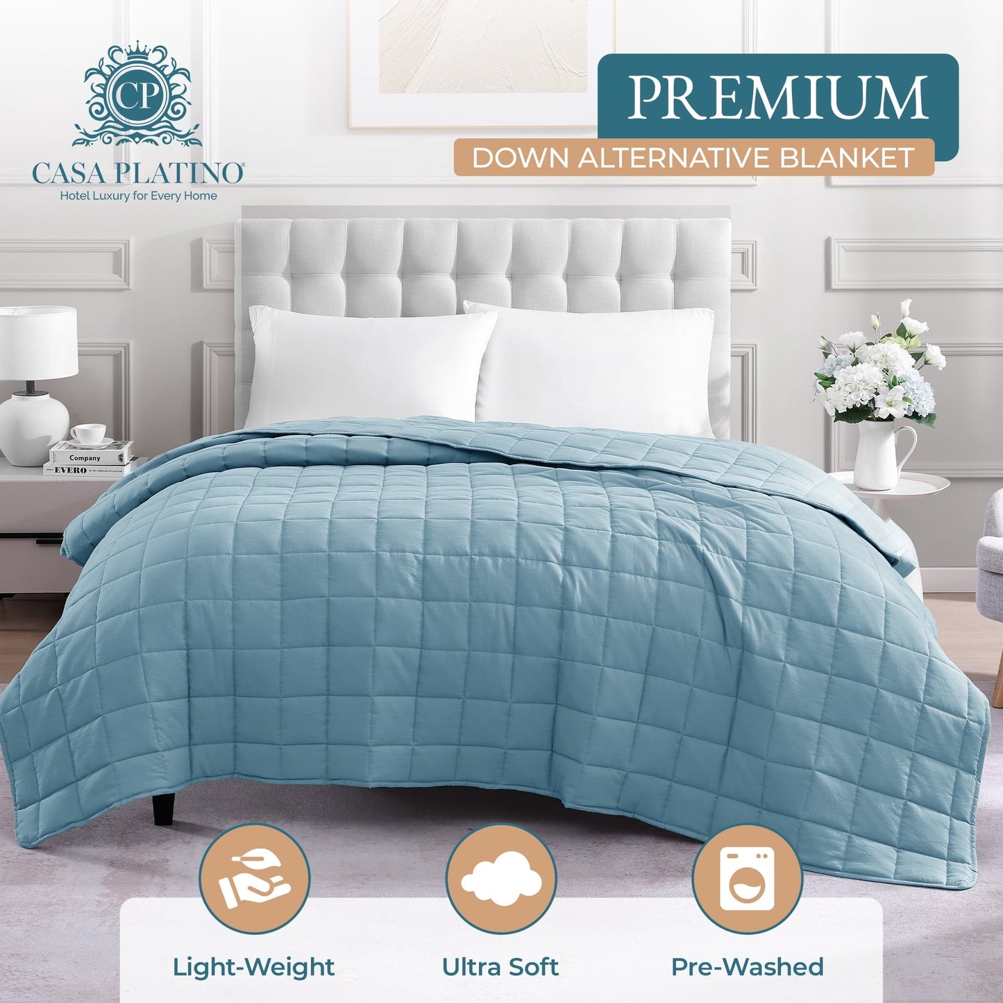 Quilted Bed Blanket cp-gallery: color=French Blue