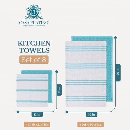 Terry Kitchen Towel Set cp-gallery: color=Aqua Sky; size=8 Piece Set