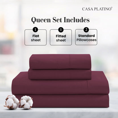 Percale Cotton Sheet Set cp-gallery: color=Windsor Wine; size=Queen