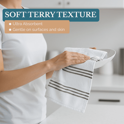 Terry Kitchen Towel Set cp-gallery: color=Grey; size=8 Piece Set
