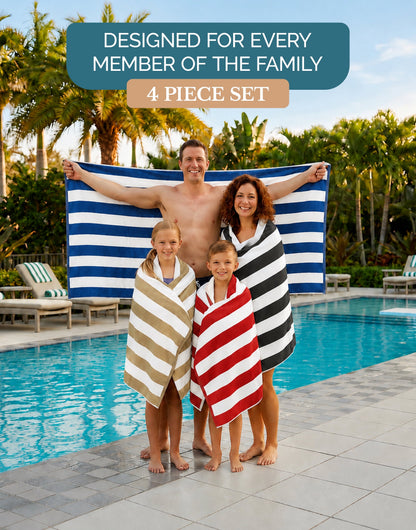 4-Piece Cabana Beach Towel Set cp-gallery: color=Ocean Breeze; size=4 Piece Set