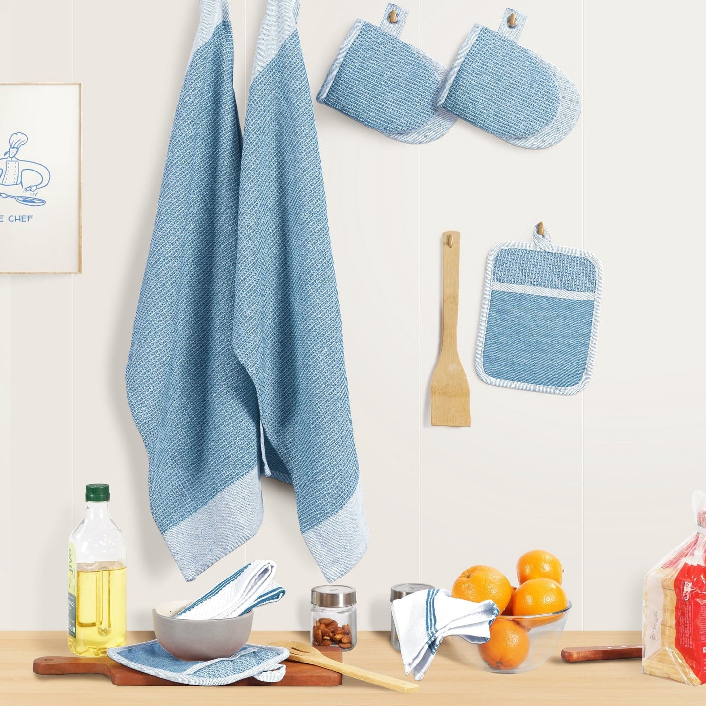 Kitchen Set - Oven Mitts, Pot Holders & Towels cp-gallery: color=Cornflower; size=8 Piece Set