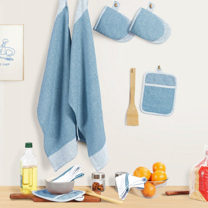 Kitchen Set - Oven Mitts, Pot Holders & Towels cp-gallery: color=Cornflower; size=8 Piece Set