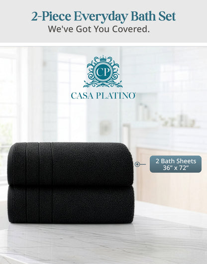 2-Piece Oversized Bath Sheets Set cp-gallery: color=Black; size=2 Piece Set