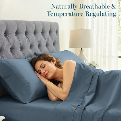 1000 Thread Count Egyptian Cotton Sheet Set cp-gallery: color=Dark Denim; size=California King