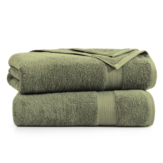 Lane Linen 2 Piece Bath Sheet Set - Oil Green