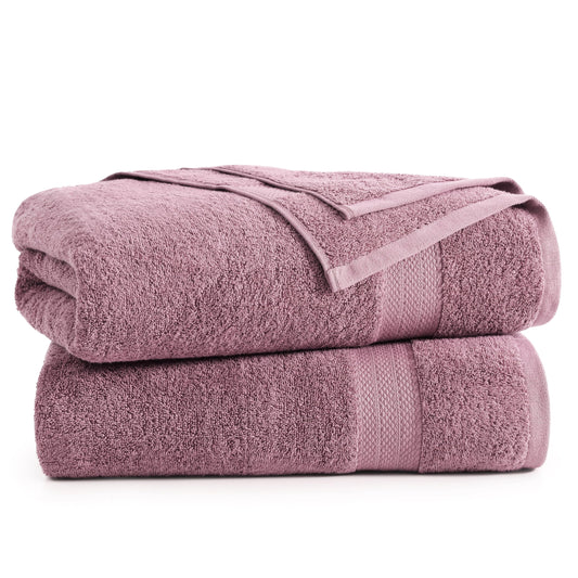 Lane Linen 2 Piece Bath Sheet Set - Wishful Mauve