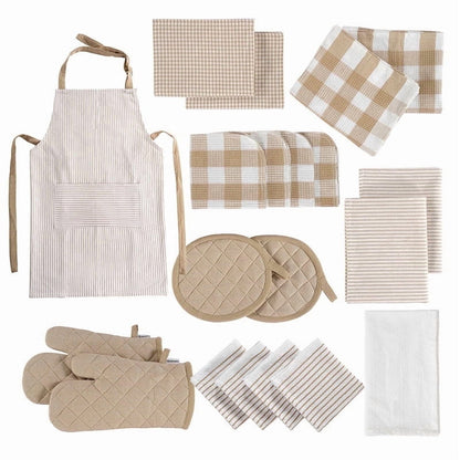 20-Piece Kitchen Towel Set Cotton Dish Towels cp-gallery: color=Beige; size=20 Piece Set