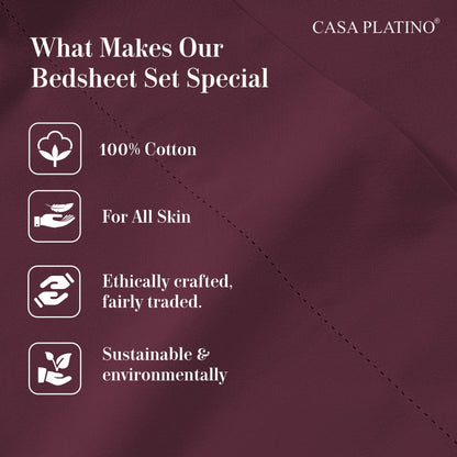 Percale Cotton Sheet Set cp-gallery: color=Windsor Wine