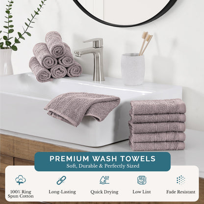 12-Piece Cotton Washcloths Set cp-gallery: color=Platinum; size=12 Piece Set