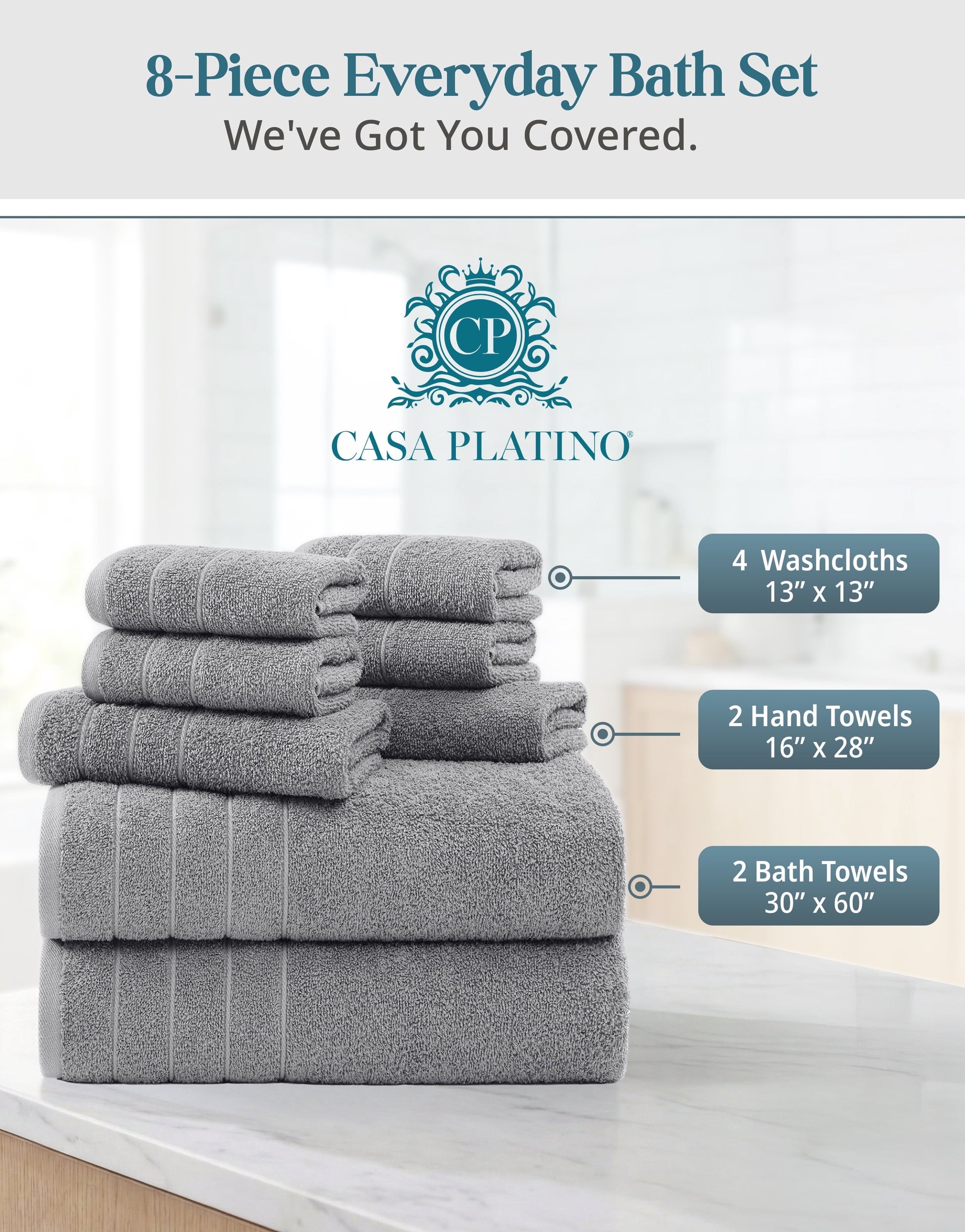 8-Piece Cotton Bath Towel Set