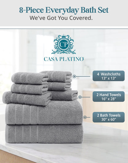 8-Piece Cotton Bath Towel Set cp-gallery: color=Ultimate Grey; size=8 Piece Set