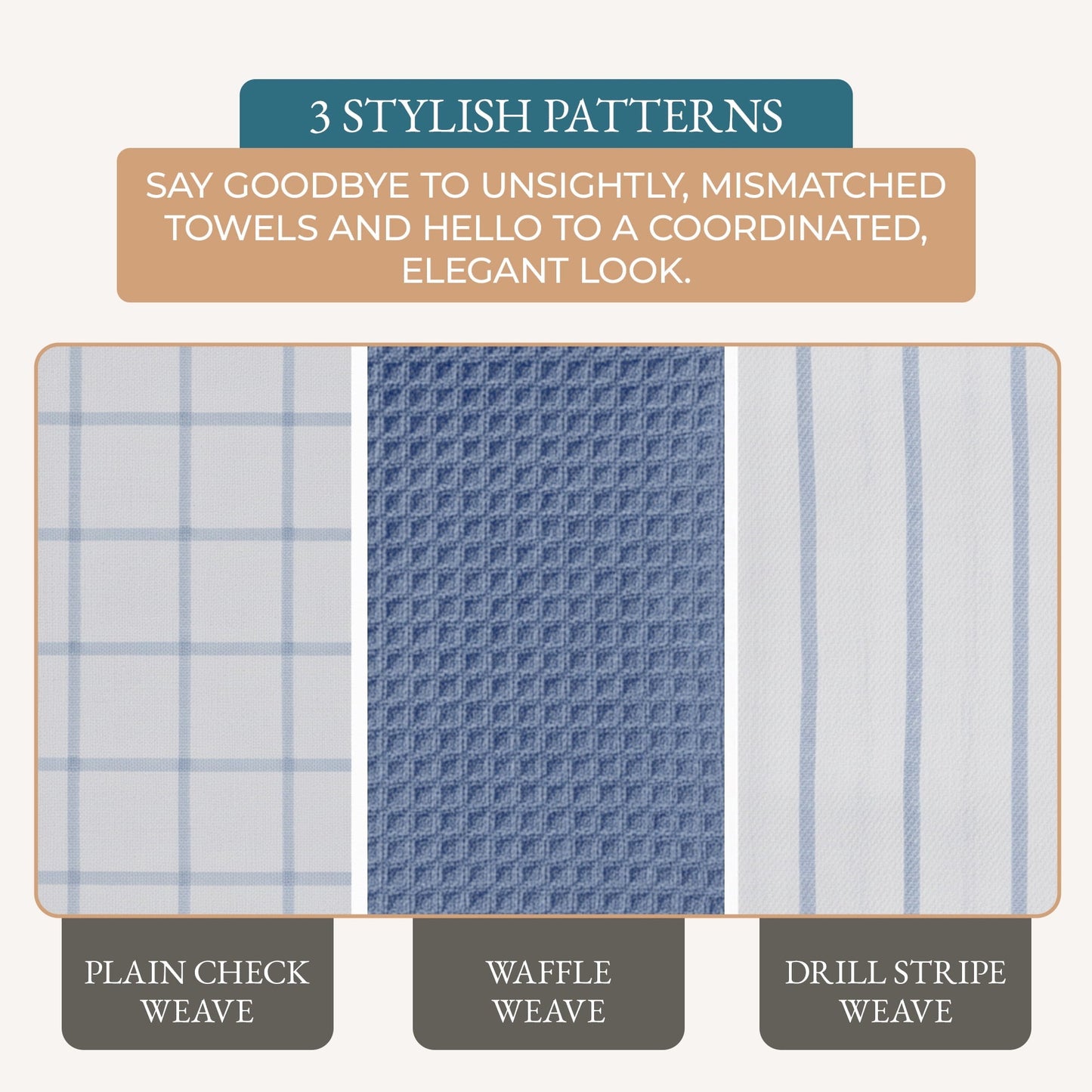 Multi-Weave Kitchen Towel Set cp-gallery: color=Indigo