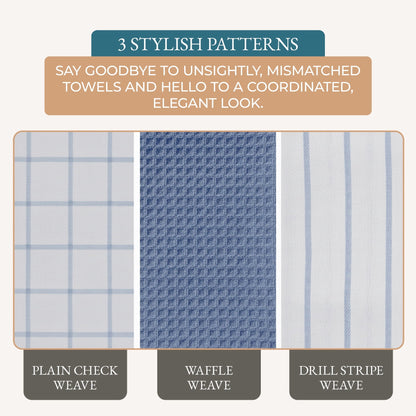 Multi-Weave Kitchen Towel Set cp-gallery: color=Indigo