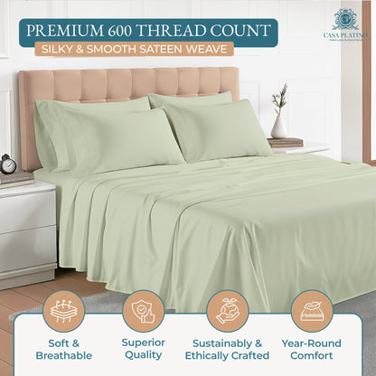 600 Thread Count Cotton Sheet Set cp-gallery: color=Mineral; size=King