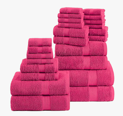 24 Piece Towel set-Fuschia