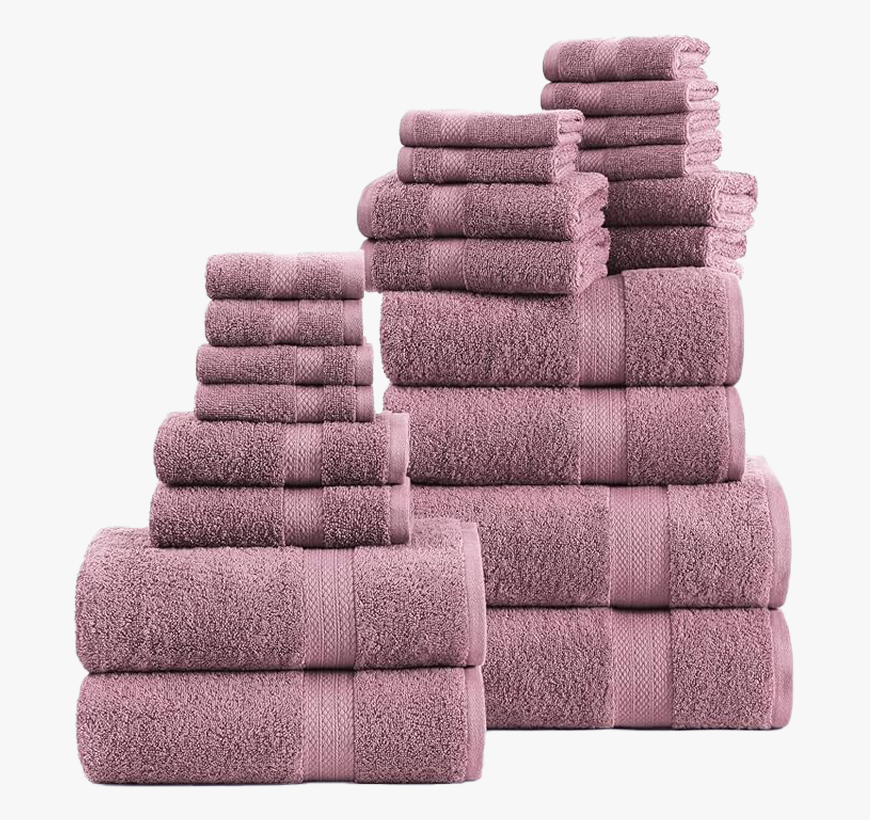 24 Piece Towel set-Wishful Mauve