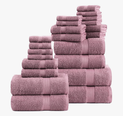 24 Piece Towel set-Wishful Mauve