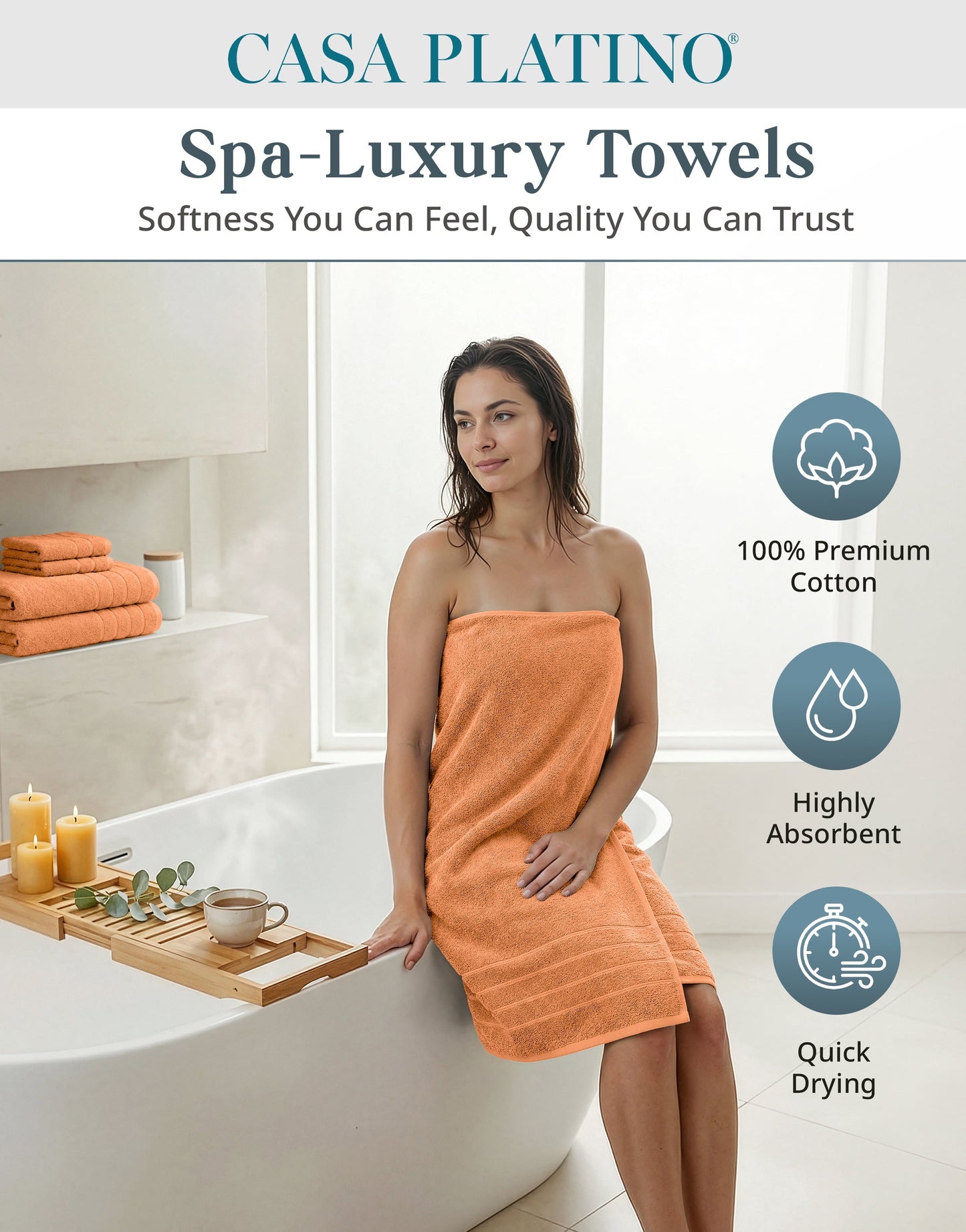 12-Piece Cotton Bath Towel Set cp-gallery: color=Peach Fuzz; size=12 Piece Set