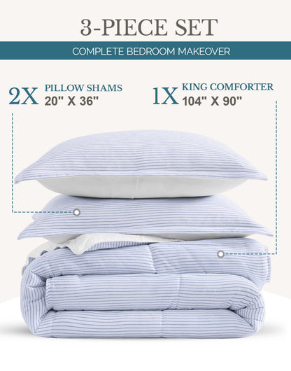 Down-Alternative Comforter cp-gallery: color=Ticking Stripe Blue; size=Queen