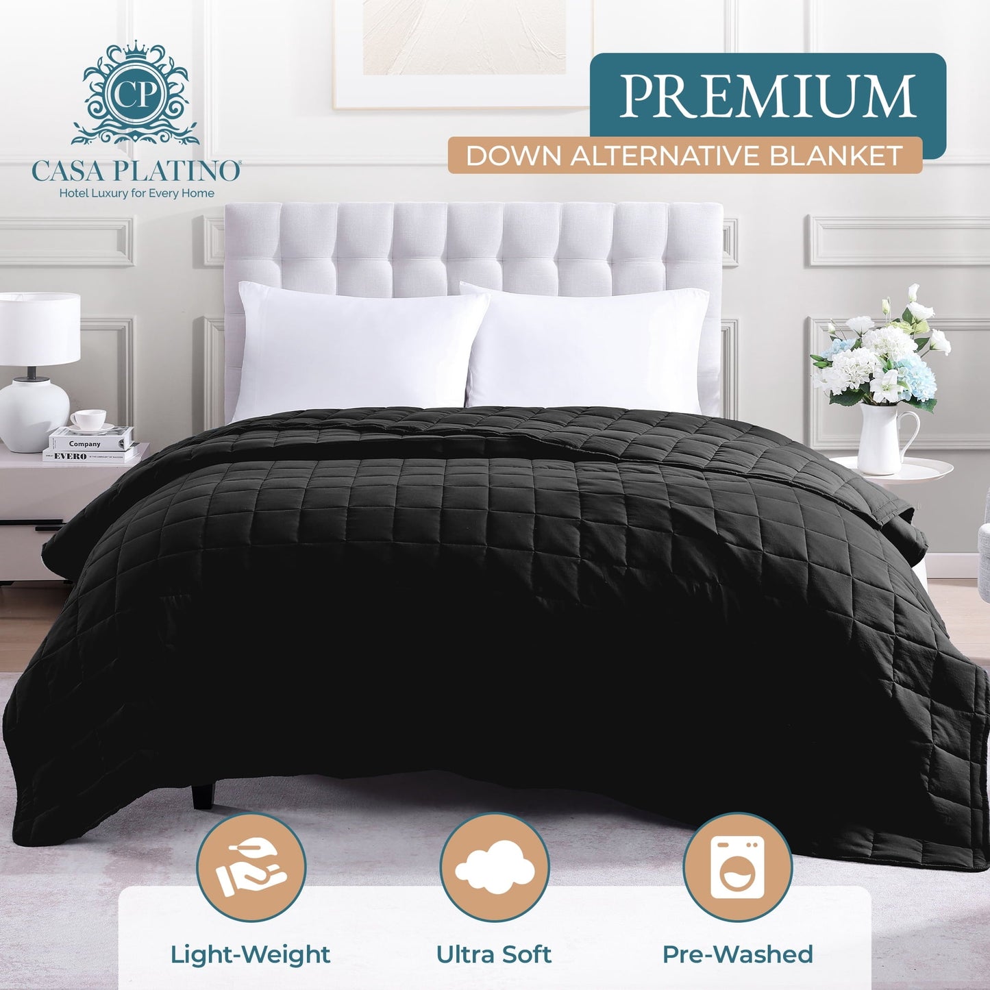 Quilted Bed Blanket cp-gallery: color=Black