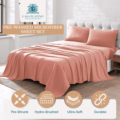 Washed Microfiber Sheet Set cp-gallery: color=Rose Dawn