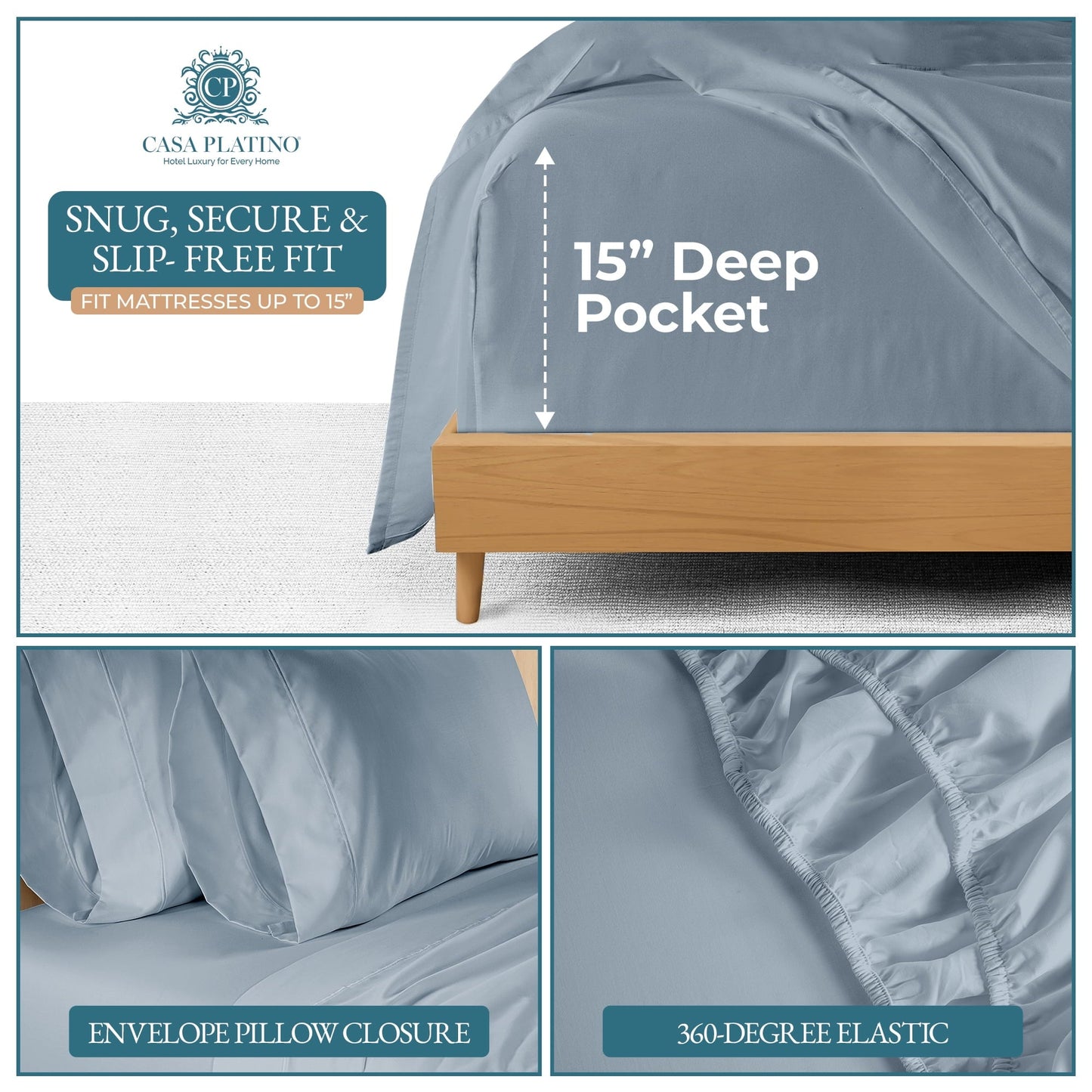 600 Thread Count Cotton Sheet Set cp-gallery: color=French Blue
