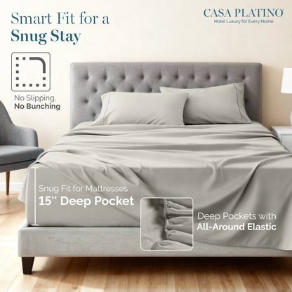1000 Thread Count Egyptian Cotton Sheet Set cp-gallery: color=Silver; size=Queen