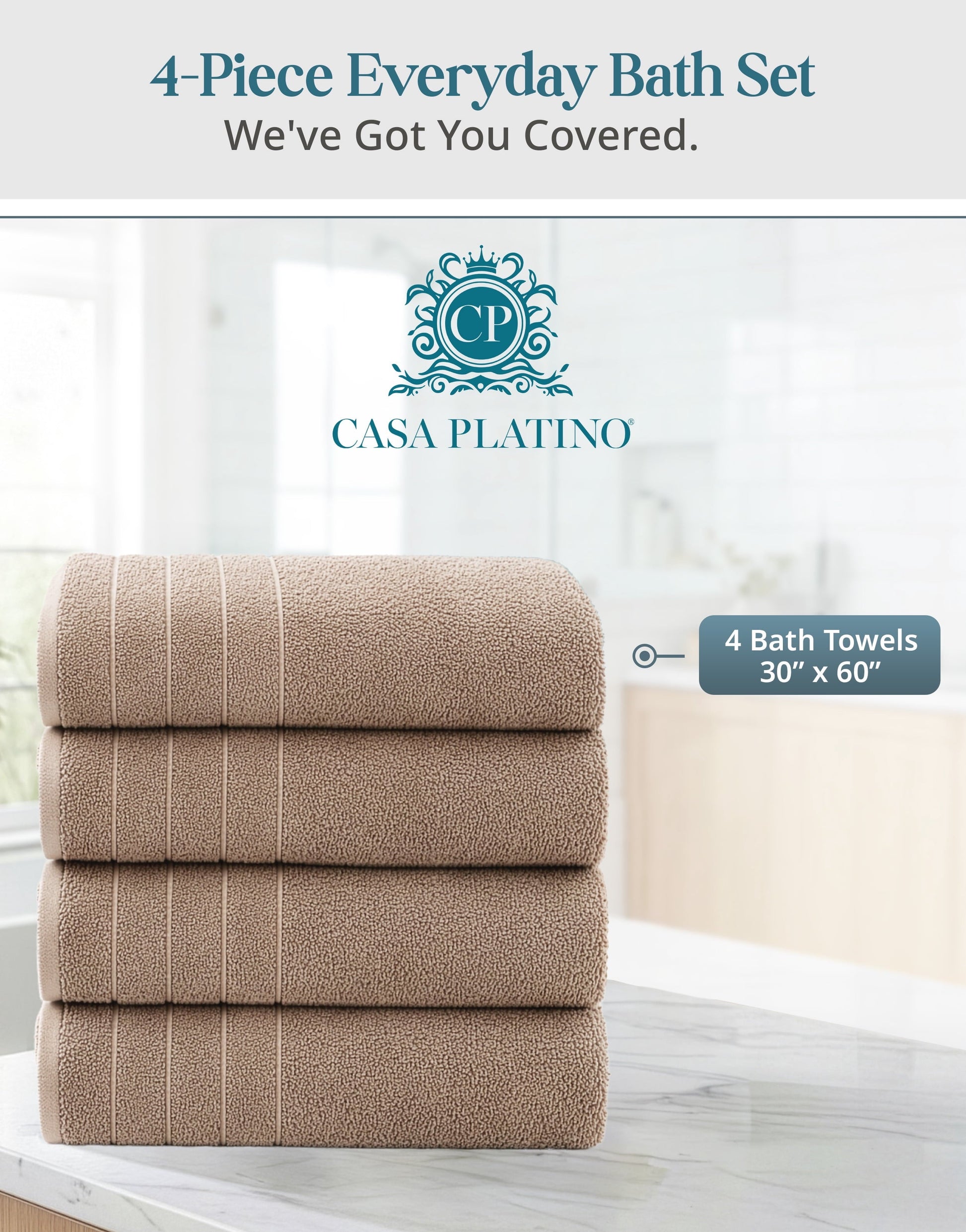4-Piece Cotton Bath Towels Set