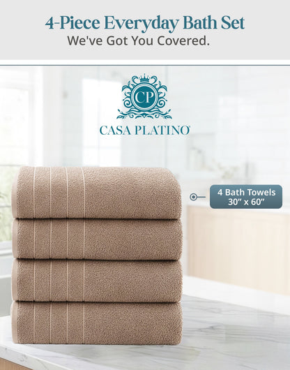 4-Piece Cotton Bath Towels Set cp-gallery: color=Towny Brown; size=4 Piece Set