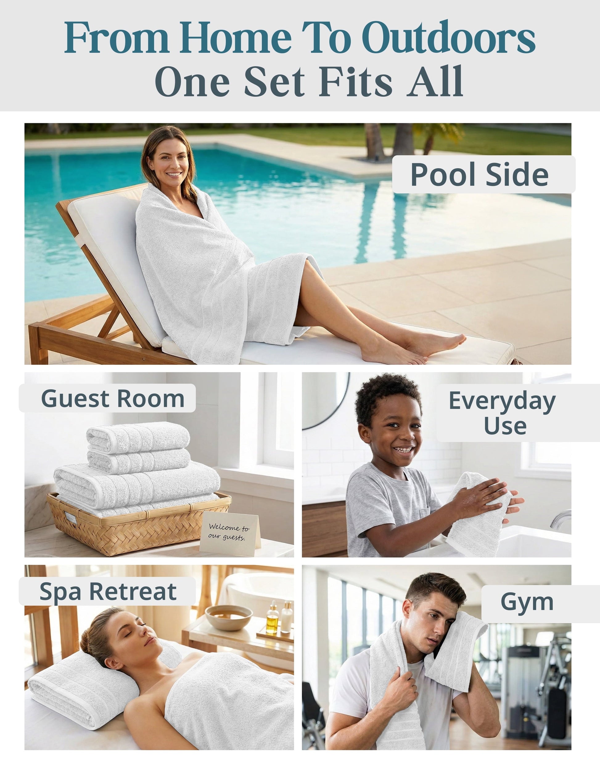 24-Piece Cotton Bath Towel Set
