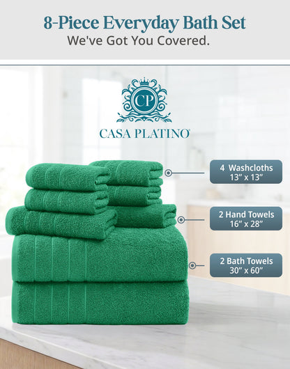 8-Piece Cotton Bath Towel Set cp-gallery: color=Emerald; size=8 Piece Set