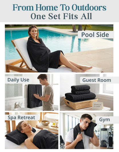 8-Piece Cotton Bath Towel Set cp-gallery: color=Black; size=8 Piece Set
