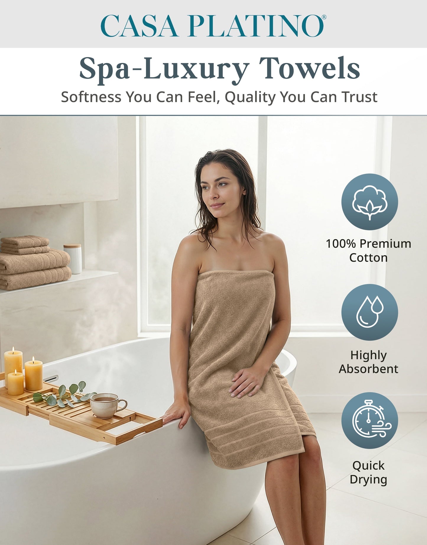 12-Piece Cotton Bath Towel Set cp-gallery: color=Beige; size=12 Piece Set