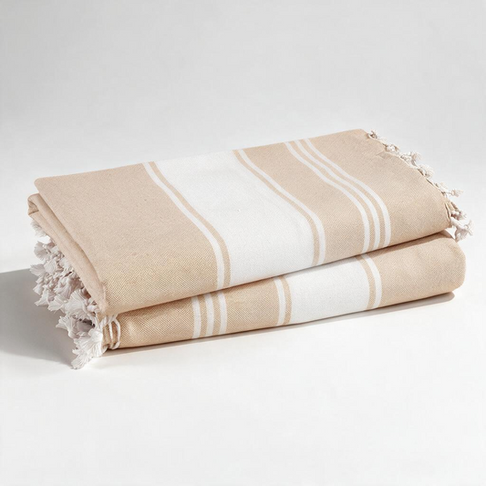Turkish Beach Towel, Set of 2 - Beige