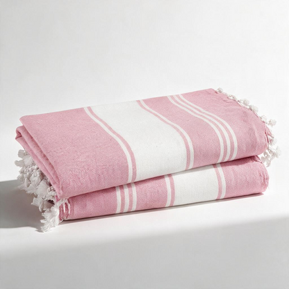 Turkish Beach Towel, Set of 2 - Candy Pink