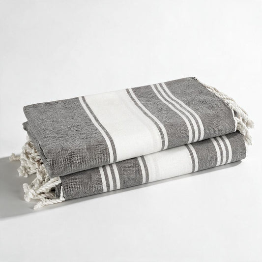 Turkish Beach Towel, Set of 2 - Smoky Black