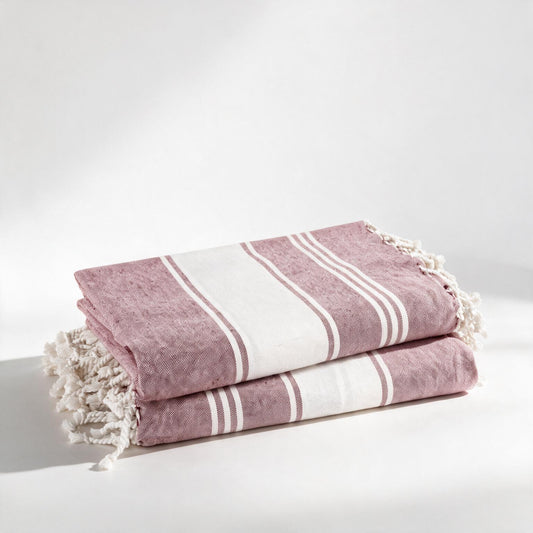 Turkish Beach Towel, Set of 2 - Wistful Mauve